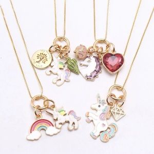 Unicorn gold tone stainless necklaces
